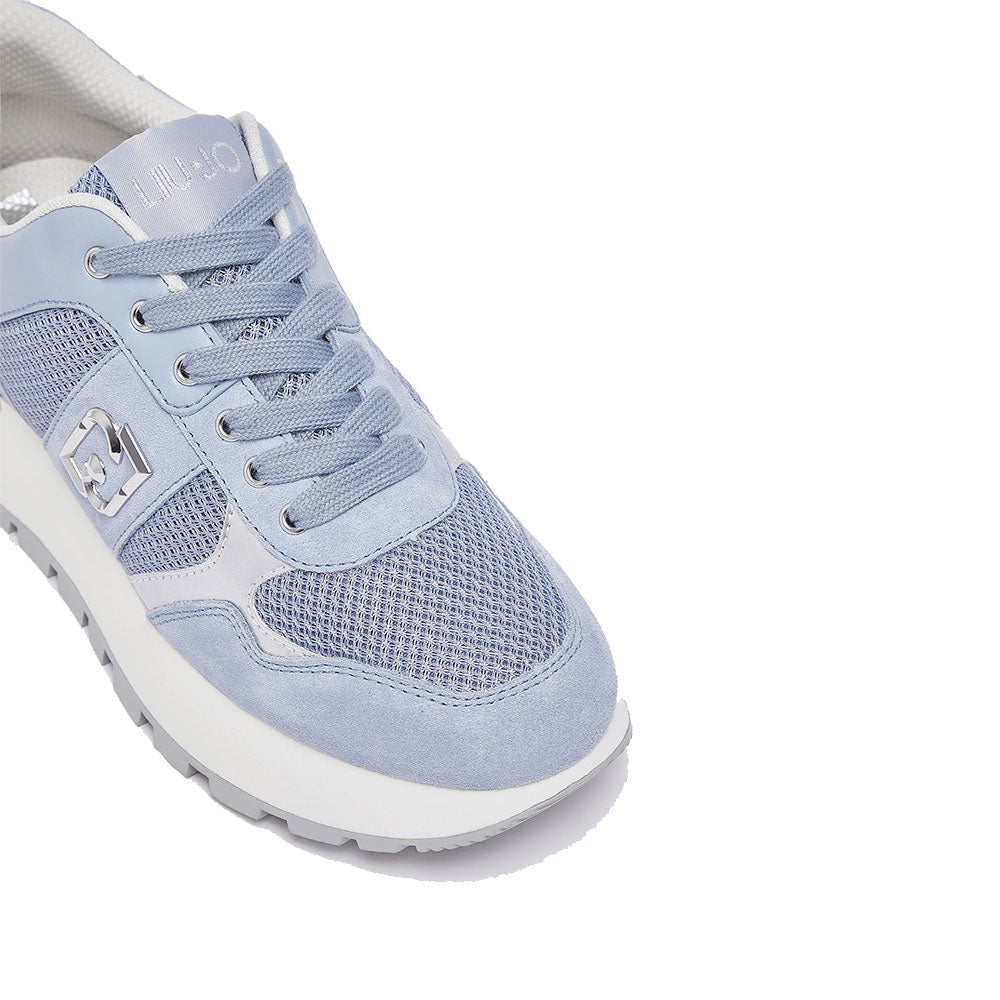Sneakers Platform Donna LIU JO Amazing 43 Bis in Suede e Mesh Azzurro