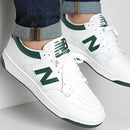 Scarpe Unisex NEW BALANCE Sneakers 480 in Pelle colore White e Nightwatch Green