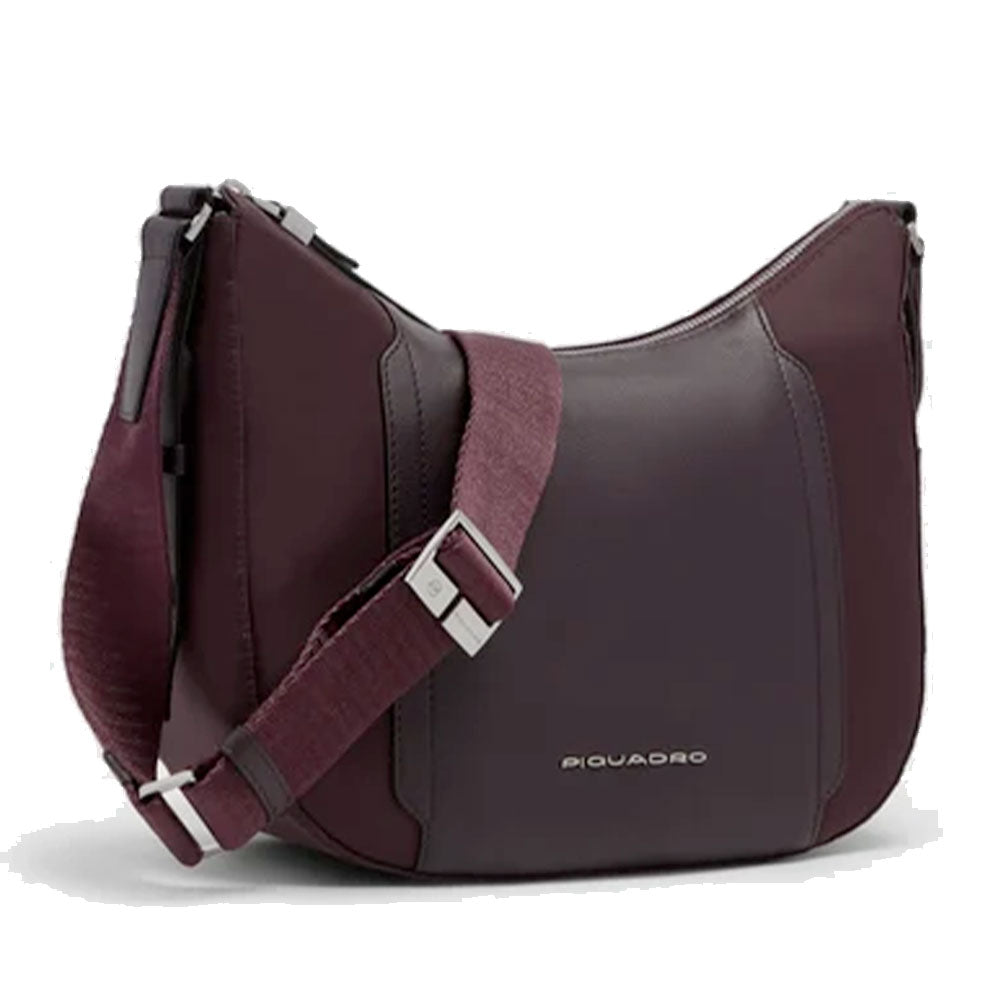 Borsa Donna a Tracolla PIQUADRO linea Circle in Tessuto Riciclato e Pelle Bordeaux Scuro- BD6657W92T