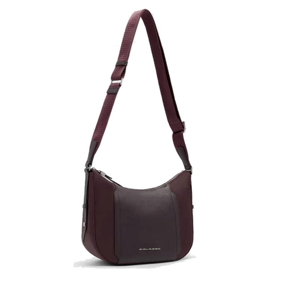 Borsa Donna a Tracolla PIQUADRO linea Circle in Tessuto Riciclato e Pelle Bordeaux Scuro- BD6657W92T