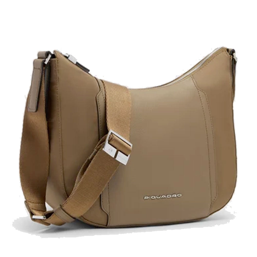 Borsa Donna a Tracolla PIQUADRO linea Circle in Tessuto Riciclato e Pelle Marrone - BD6657W92T
