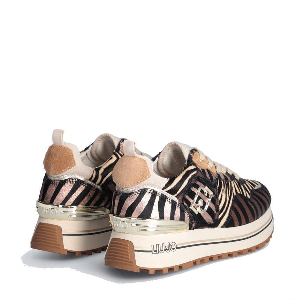 Sneakers Platform LIU JO Maxi Wonder 01 in Pelle Effetto Pony Animalier Multicolor