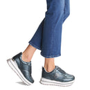 Sneakers Platform Donna LIU JO Maxi Wonder 73 in Pelle Laminata Blu