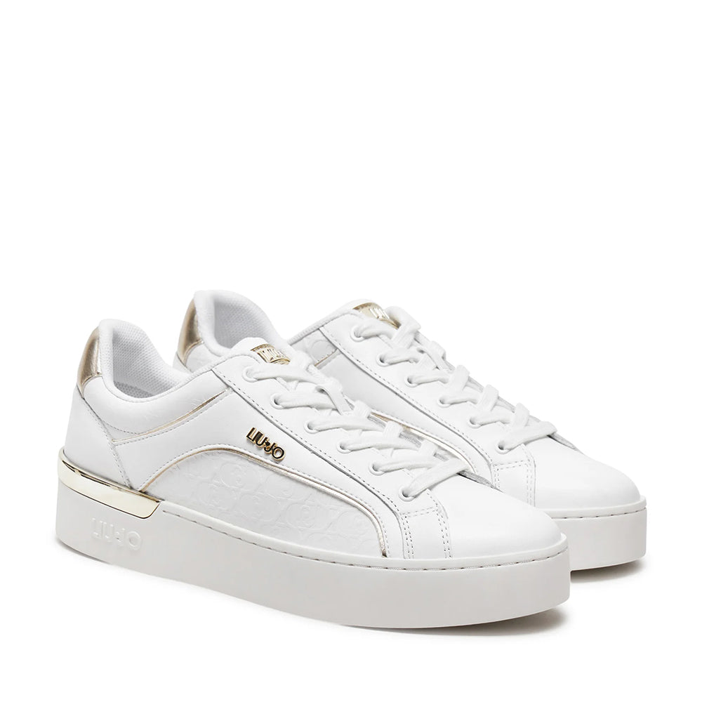 Sneakers Donna LIU JO Silvia 97 in Pelle Bianca con Logo Embossed