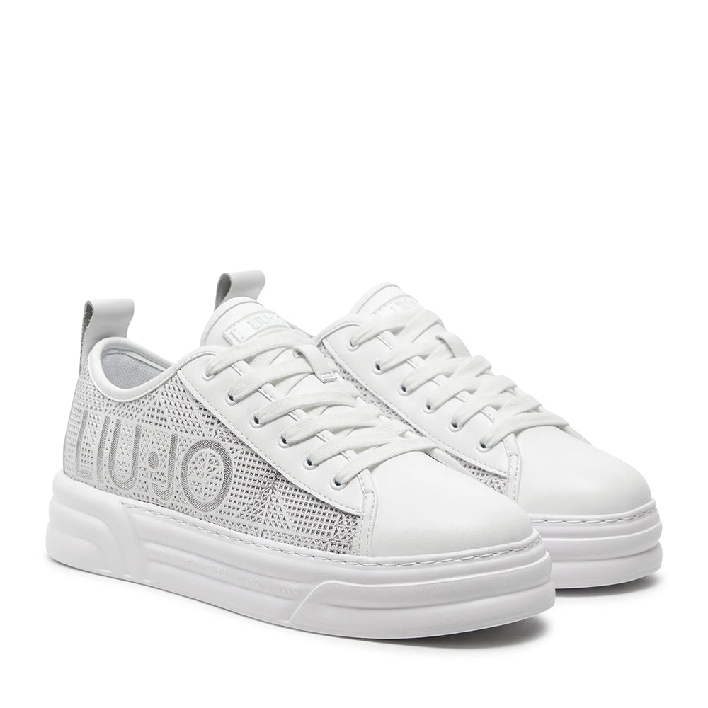 Scarpe Donna LIU JO Sneakers Cleo 26 in Pelle Bianca con Maxi Logo