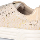 Damenschuhe LIU JO Cleo 12 Sneakers aus beigem Wildleder mit Monogramm-Logo aus Pailletten