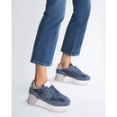 Sneakers Platform Donna LIU JO Dreamy 02 in Suede e Tweed Blu