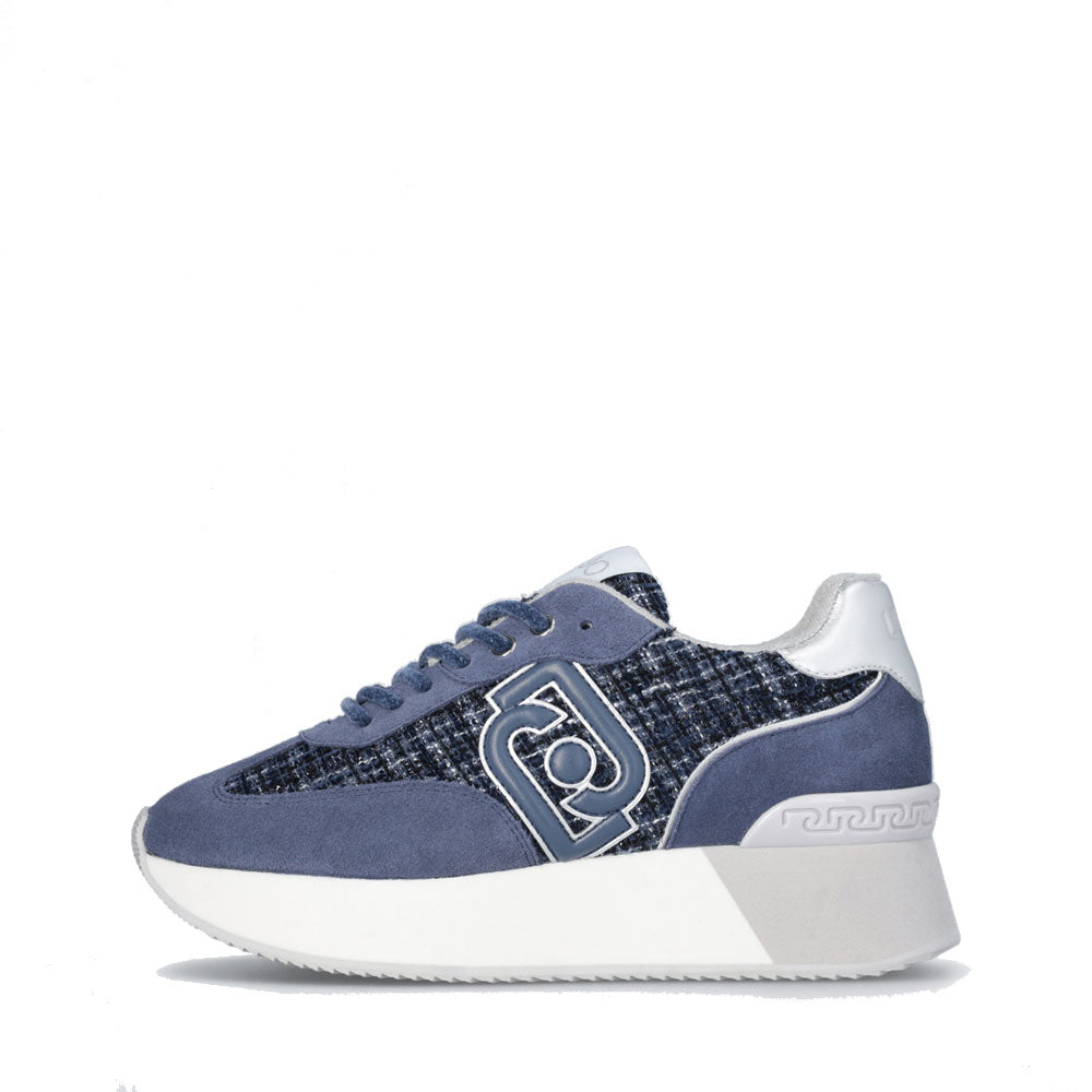 Sneakers Platform Donna LIU JO Dreamy 02 in Suede e Tweed Blu