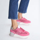 Sneakers Platform Donna LIU JO Dreamy 02 in Suede e Tweed Rosa