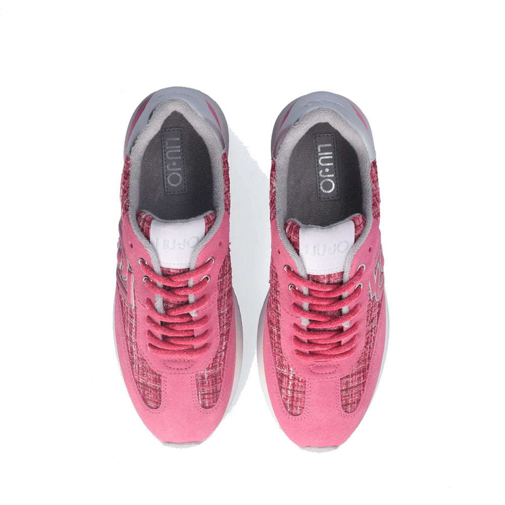 Sneakers Platform Donna LIU JO Dreamy 02 in Suede e Tweed Rosa