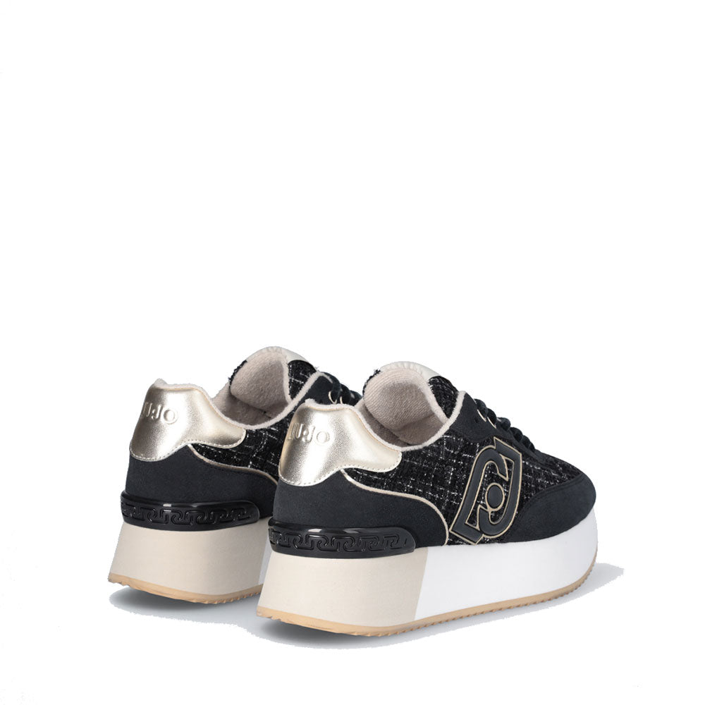 Sneakers Platform Donna LIU JO Dreamy 02 in Suede e Tweed colore Nero