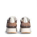 Sneakers Platform Donna LIU JO Dreamy 02 in Suede Brighty Mesh e Inserto Monogram Ebano Light Gold