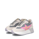 Sneakers Platform Donna LIU JO Dreamy 03 in Suede Nylon e Glitter colore Sand Grey Fuxia Orange