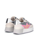 Sneakers Platform Donna LIU JO Dreamy 03 in Suede Nylon e Glitter colore Sand Grey Fuxia Orange