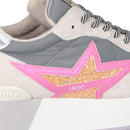 Sneakers Platform Donna LIU JO Dreamy 03 in Suede Nylon e Glitter colore Sand Grey Fuxia Orange