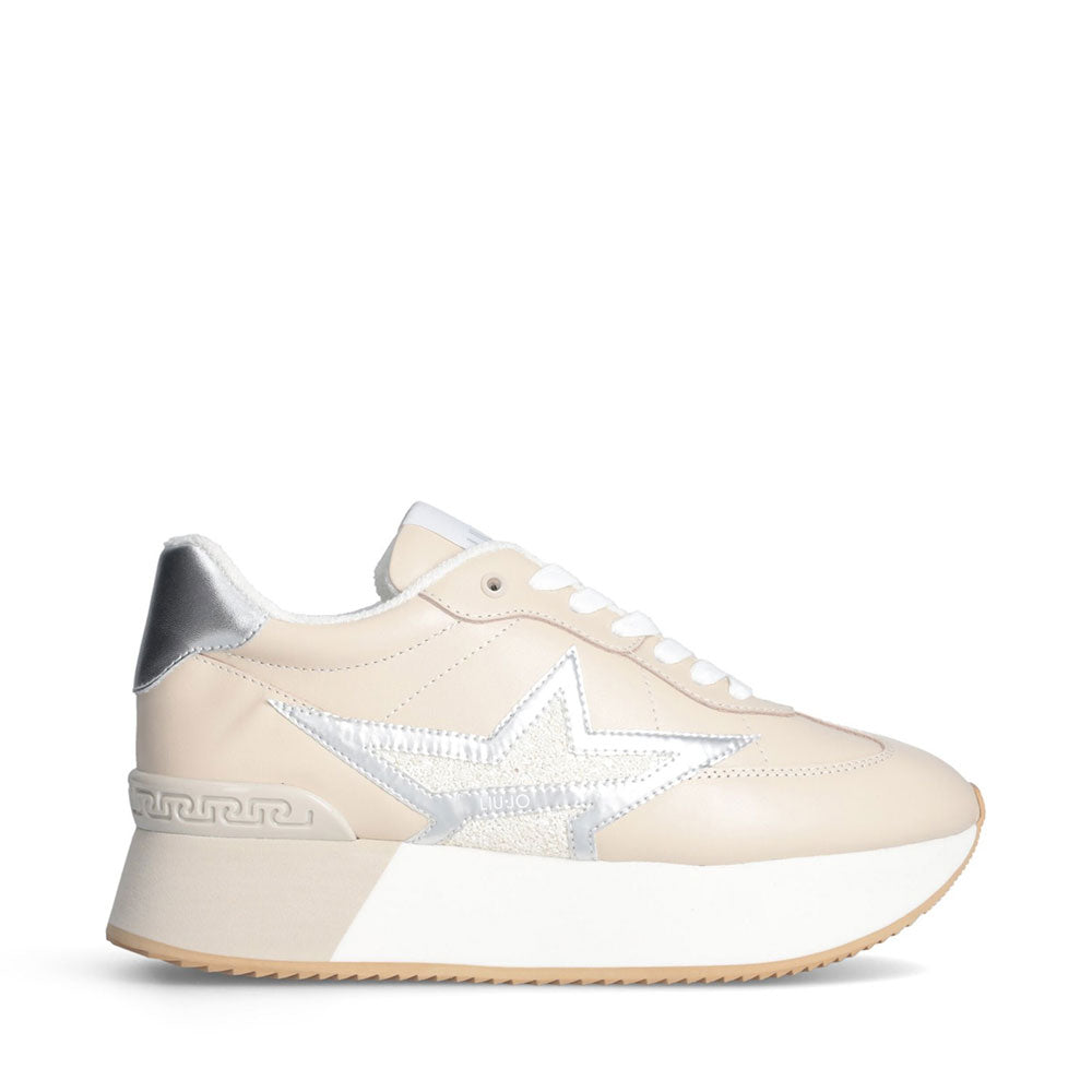 Sneakers Platform Donna LIU JO Dreamy 03 in Pelle e Suede e Glitter colore Butter Silver