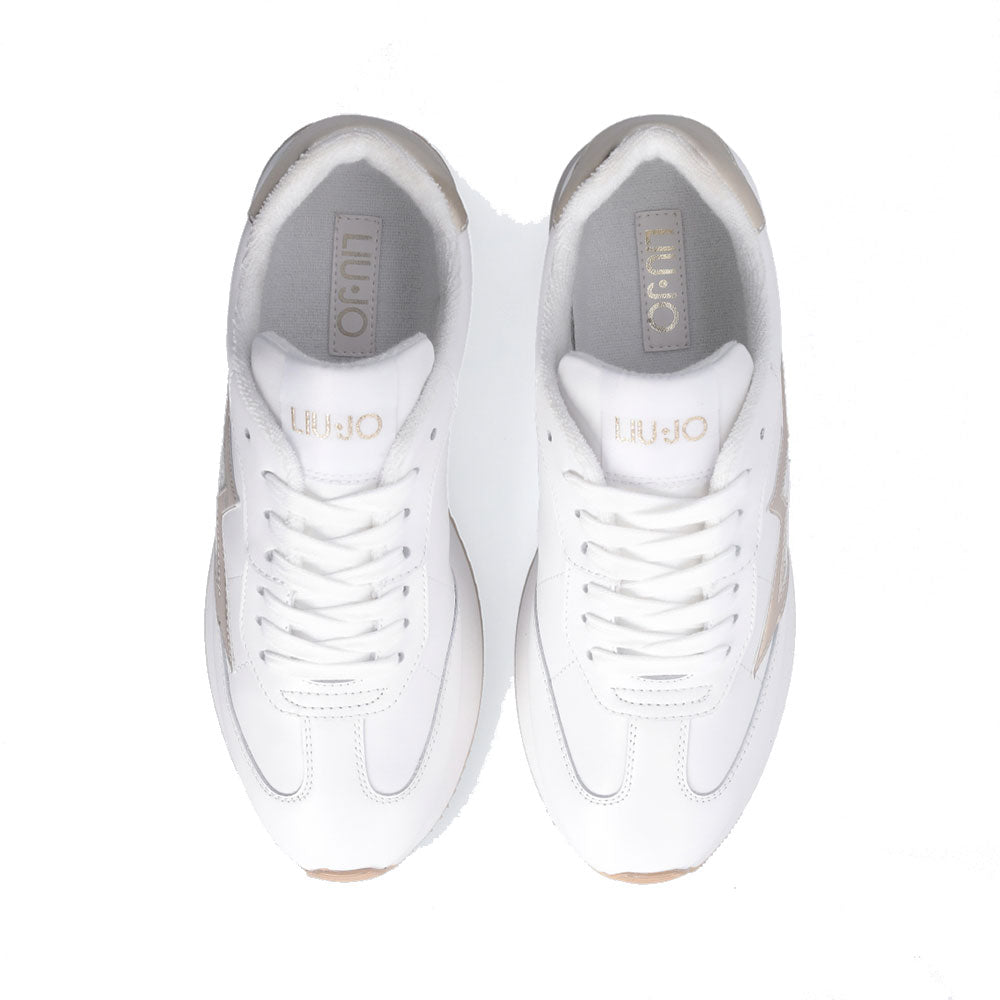 Sneakers Platform Donna LIU JO Dreamy 03 in Pelle e Suede e Glitter colore White Gold