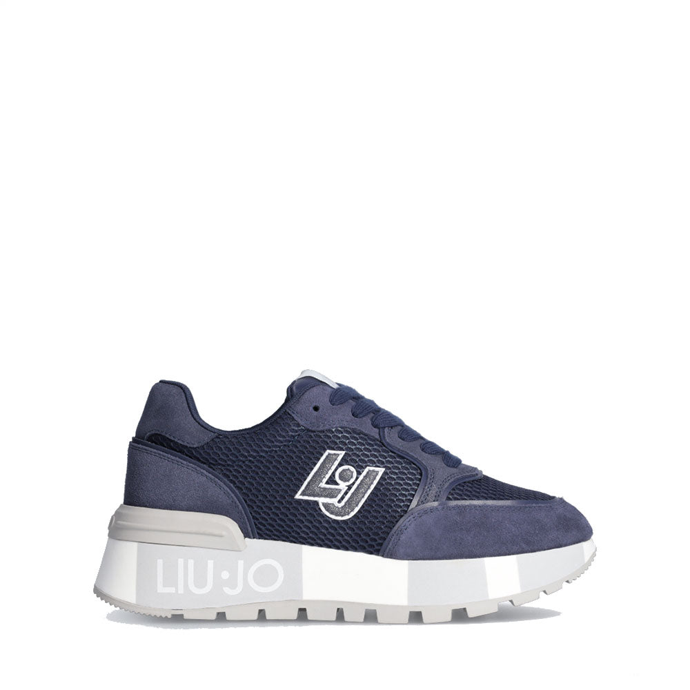 Sneakers Platform LIU JO Amazing 25 in Suede e Mesh Metallizzato Blu