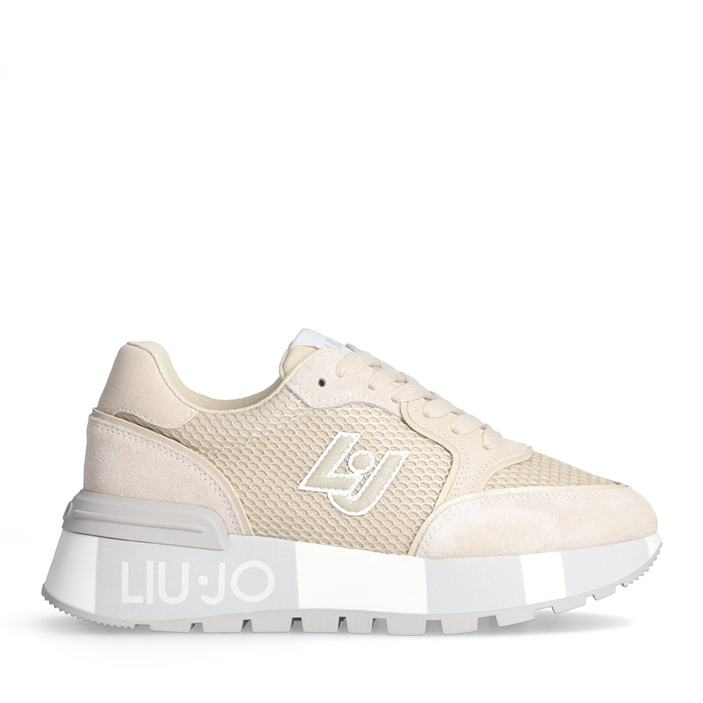 Sneakers Platform LIU JO Amazing 25 in Suede e Mesh Metallizzato Beige