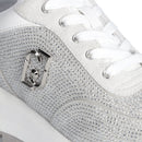 Sneakers Platform LIU JO Amazing 23 in Microfibra e Suede con Strass All Over Pearl Grey