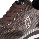 Sneakers Platform LIU JO Amazing 23 in Velluto Marrone con Paillettes