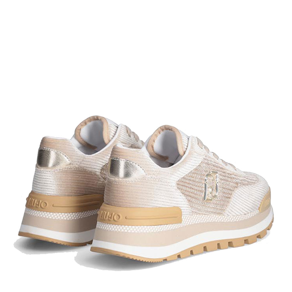 Sneakers Platform LIU JO Amazing 23 in Velluto Taupe con Paillettes