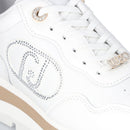 Sneakers Platform LIU JO Amazing 20 in Pelle Bianca con Logo Gioiello