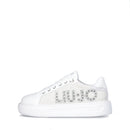 Scarpe Donna LIU JO Kylie 31 Sneakers Platform in Suede Bianco con Logo Gioiello