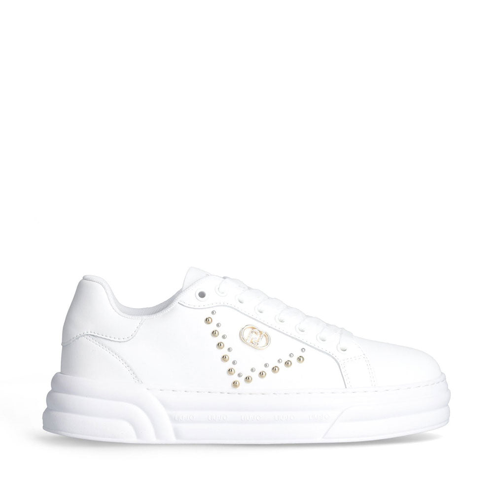 Sneakers Donna LIU JO Cleo 20 in Pelle Bianca con Borchie