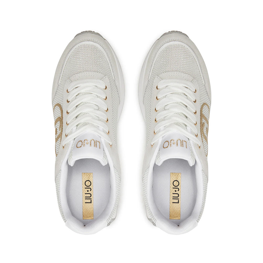 Scarpe Donna LIU JO Sneakers Running Lolo 17 in Suede e Mesh Purity White