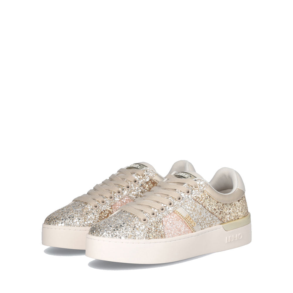 Scarpe Donna LIU JO Silvia 105 Sneakers in Glitter color Sabbia