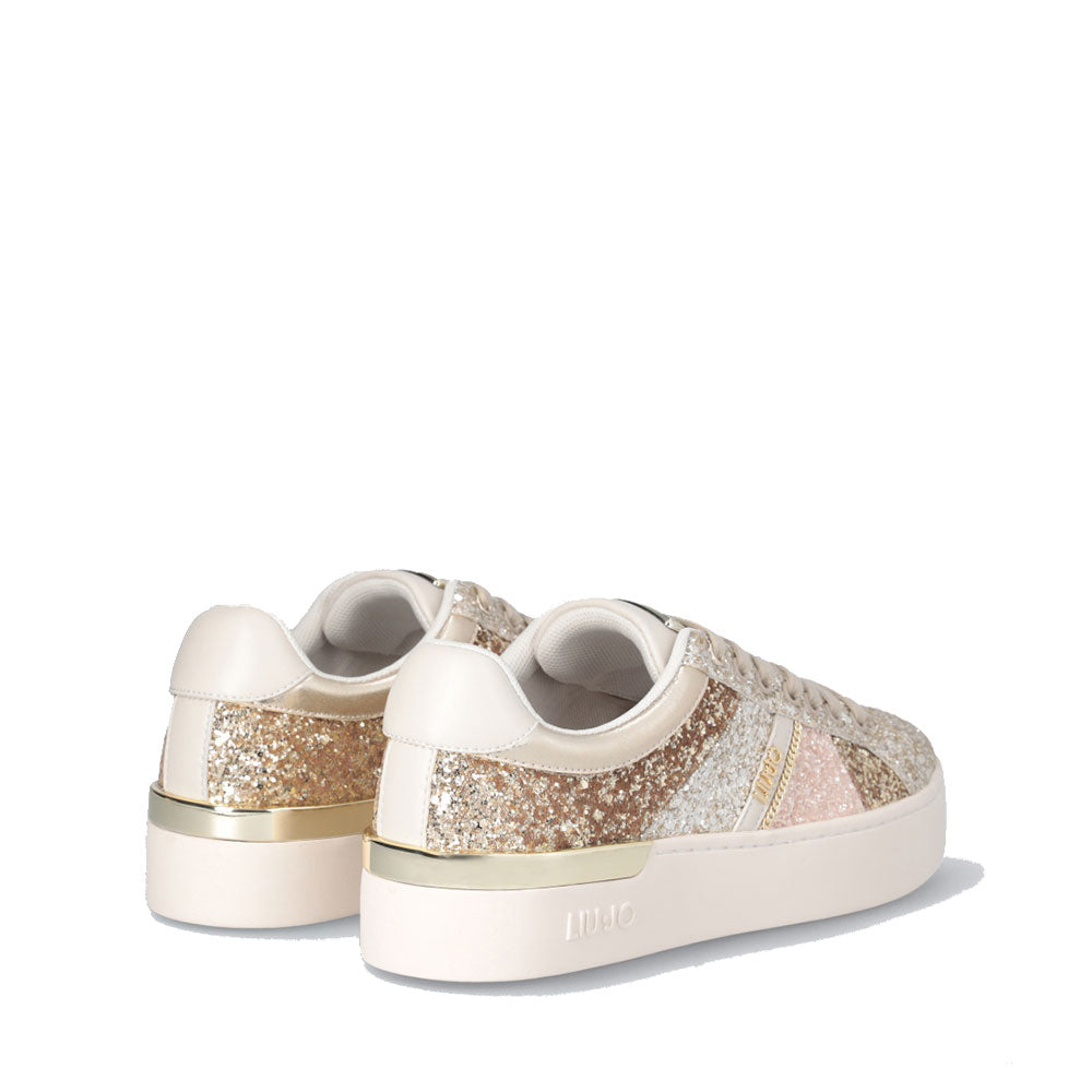 Scarpe Donna LIU JO Silvia 105 Sneakers in Glitter color Sabbia