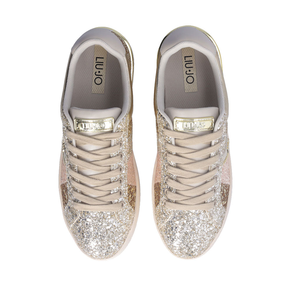 Scarpe Donna LIU JO Silvia 105 Sneakers in Glitter color Sabbia