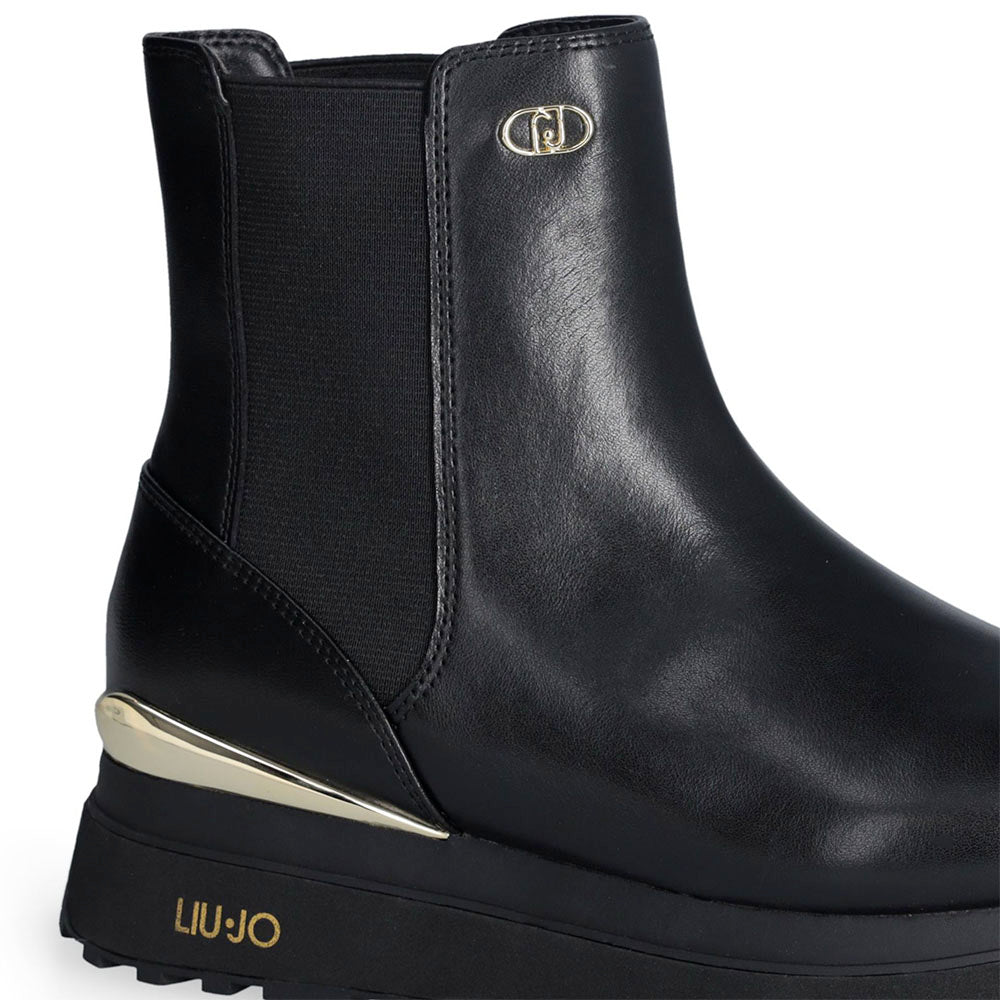 Sneakers Alte Donna LIU JO Maxi Wonder 95 in Tessuto Stretch e Suede Nero