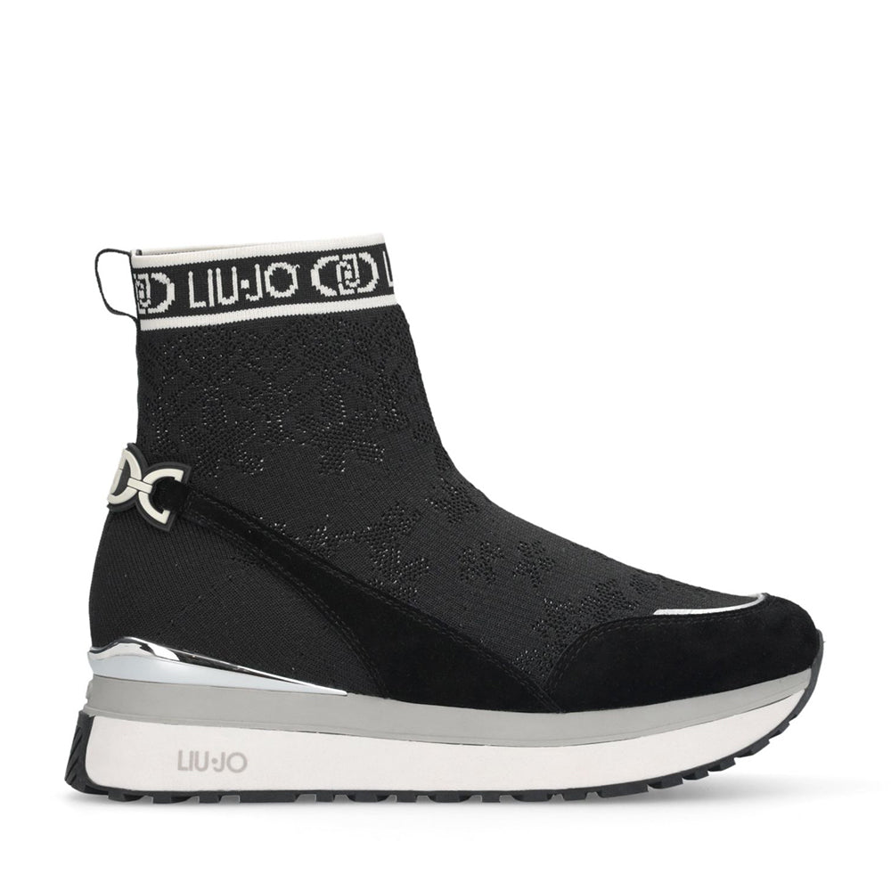 Sock Sneakers Donna LIU JO Maxi Wonder 93 in Tessuto Stretch e Suede Nero