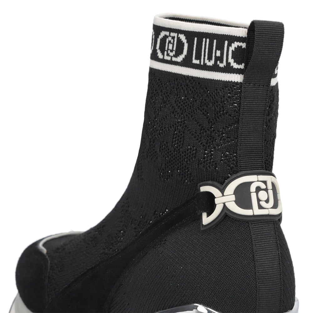 Sock Sneakers Donna LIU JO Maxi Wonder 93 in Tessuto Stretch e Suede Nero