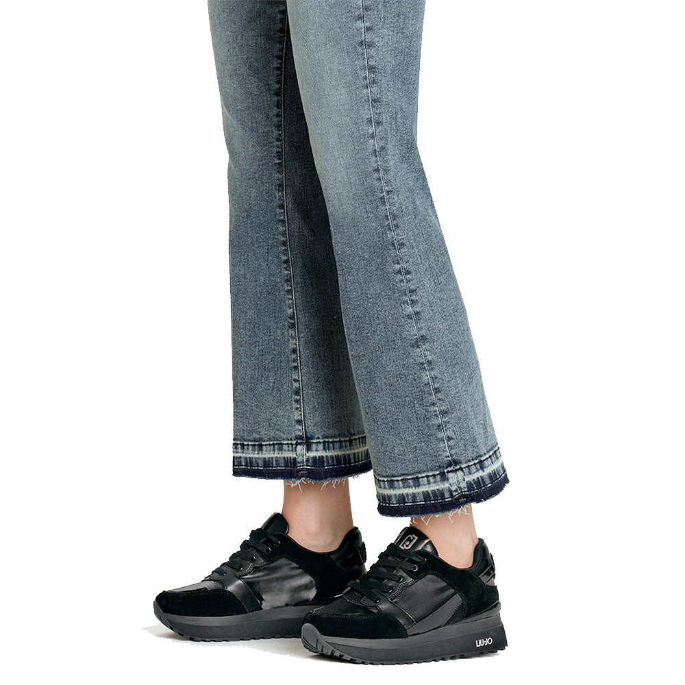 Sneakers Platform Donna LIU JO Maxi Wonder 91 in Suede Nylon e Vernice Nero