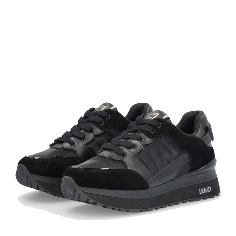 Sneakers Platform Donna LIU JO Maxi Wonder 91 in Suede Nylon e Vernice Nero
