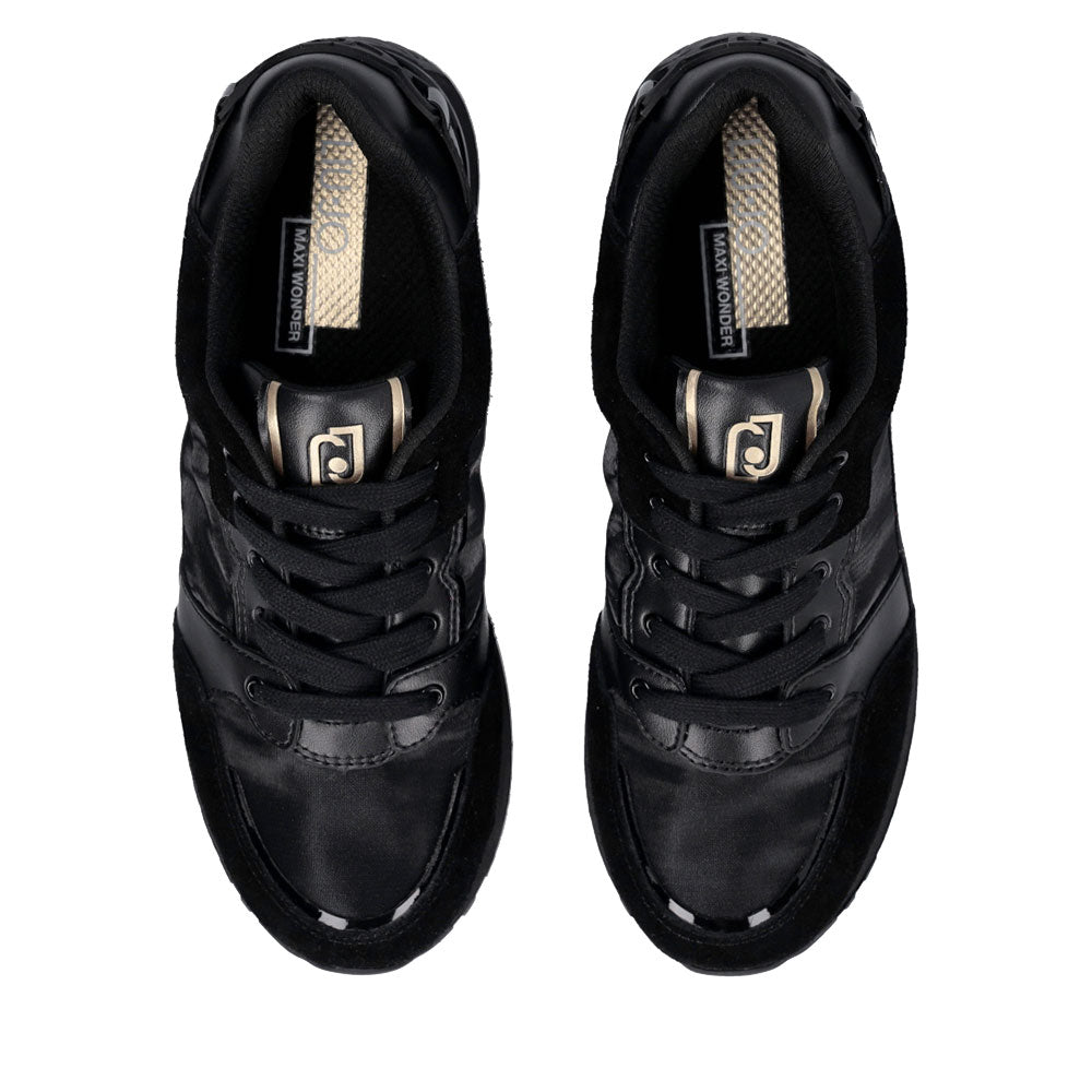 Sneakers Platform Donna LIU JO Maxi Wonder 91 in Suede Nylon e Vernice Nero