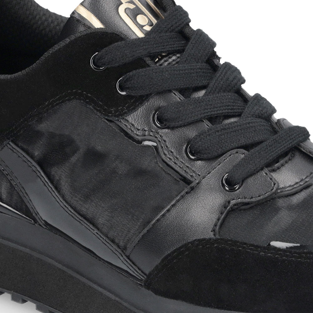 Sneakers Platform Donna LIU JO Maxi Wonder 91 in Suede Nylon e Vernice Nero