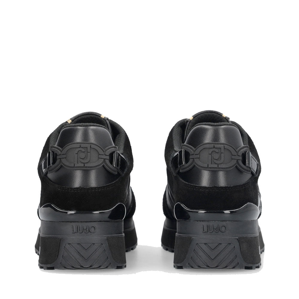 Sneakers Platform Donna LIU JO Maxi Wonder 91 in Suede Nylon e Vernice Nero