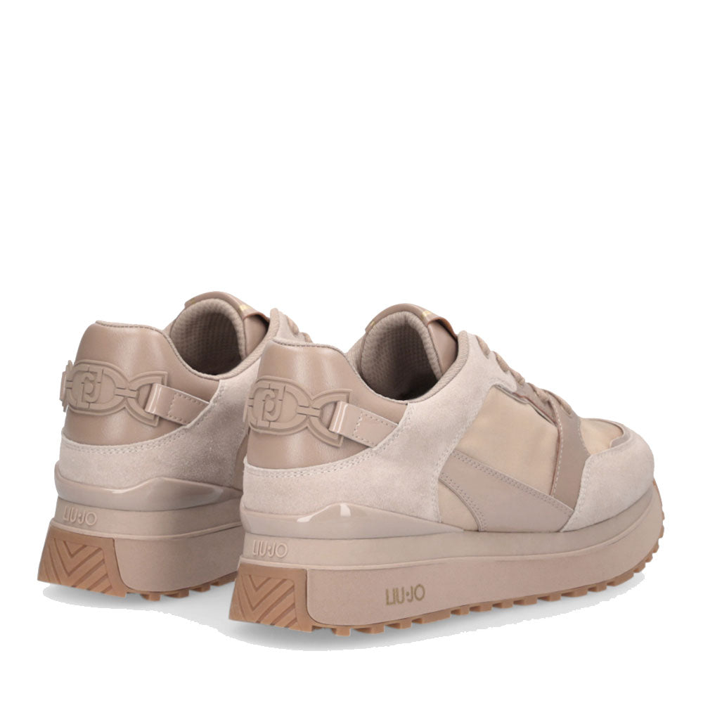 Sneakers Platform Donna LIU JO Maxi Wonder 91 in Suede Nylon e Vernice Beige