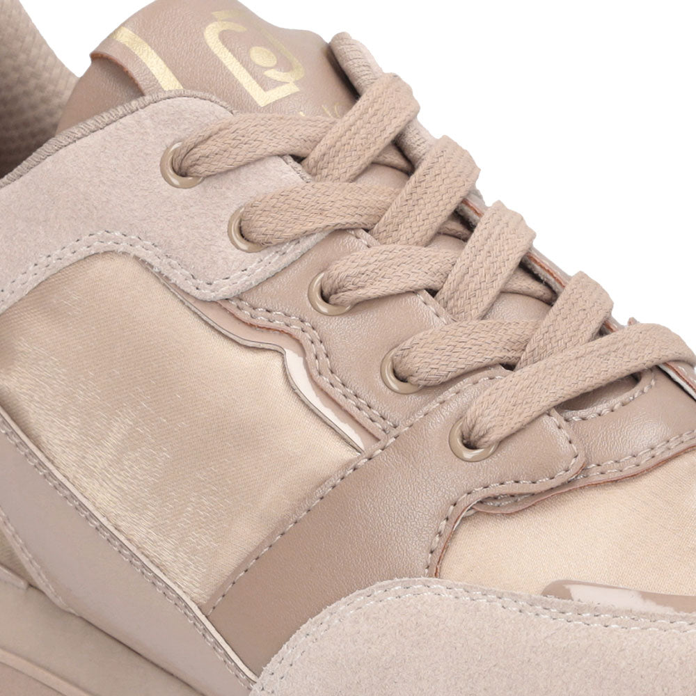Sneakers Platform Donna LIU JO Maxi Wonder 91 in Suede Nylon e Vernice Beige
