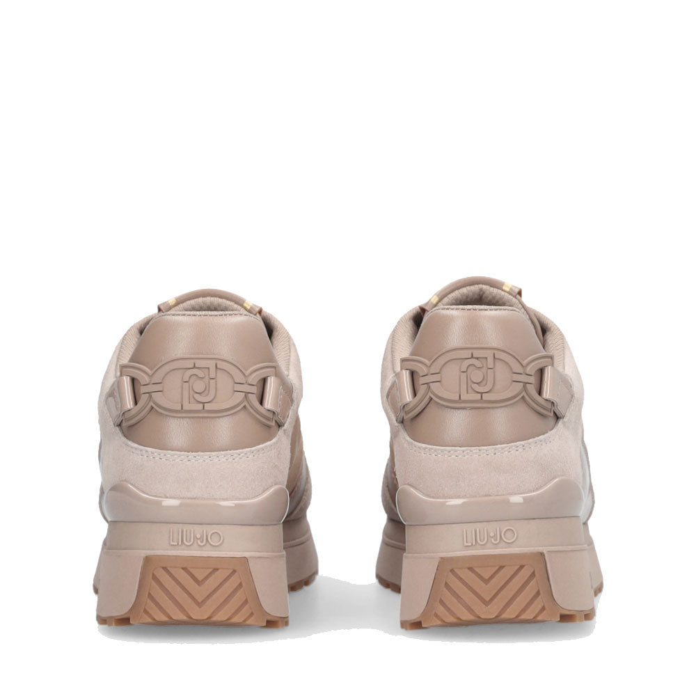 Sneakers Platform Donna LIU JO Maxi Wonder 91 in Suede Nylon e Vernice Beige