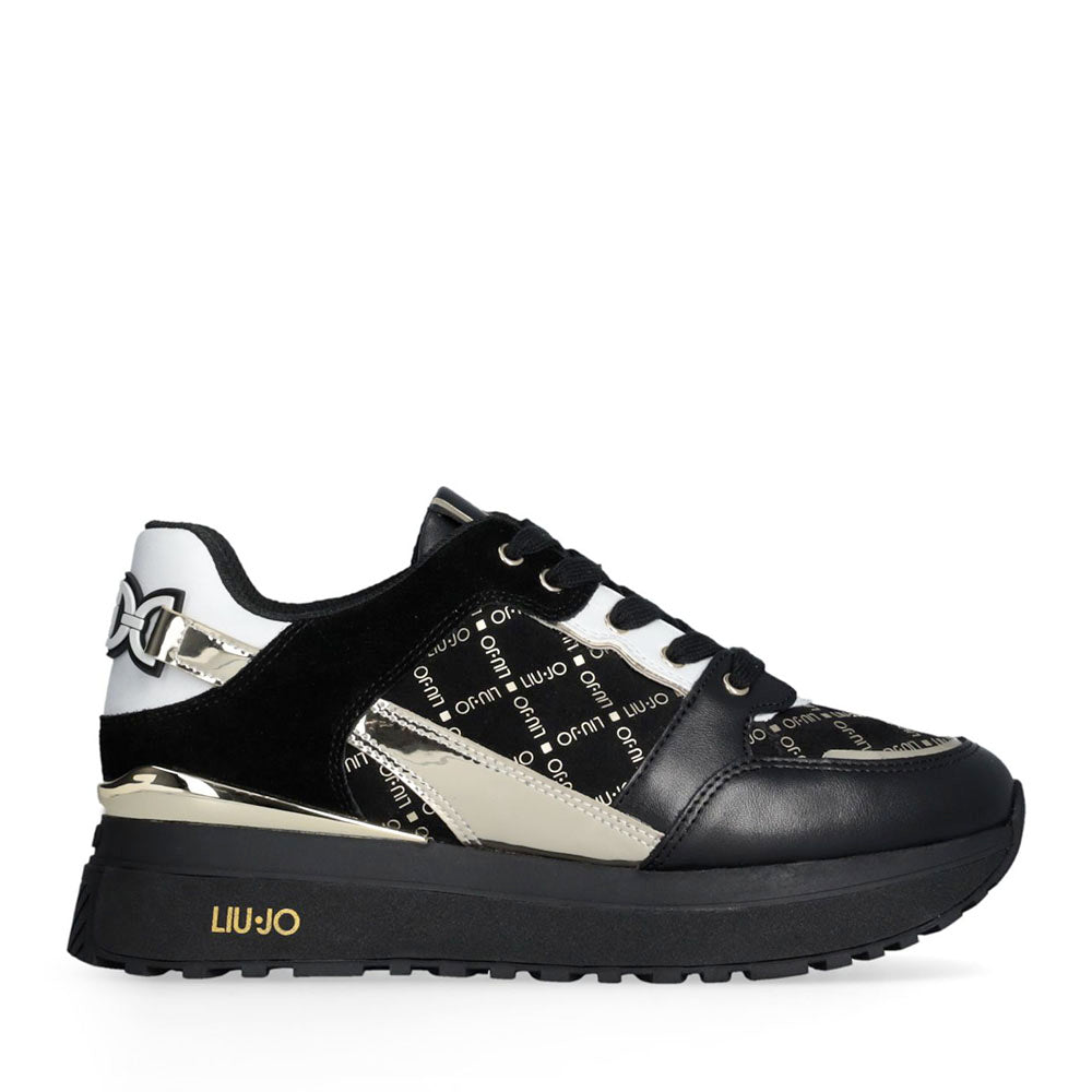 Sneakers Platform Donna LIU JO Maxi Wonder 91 in Pelle e Suede Nero