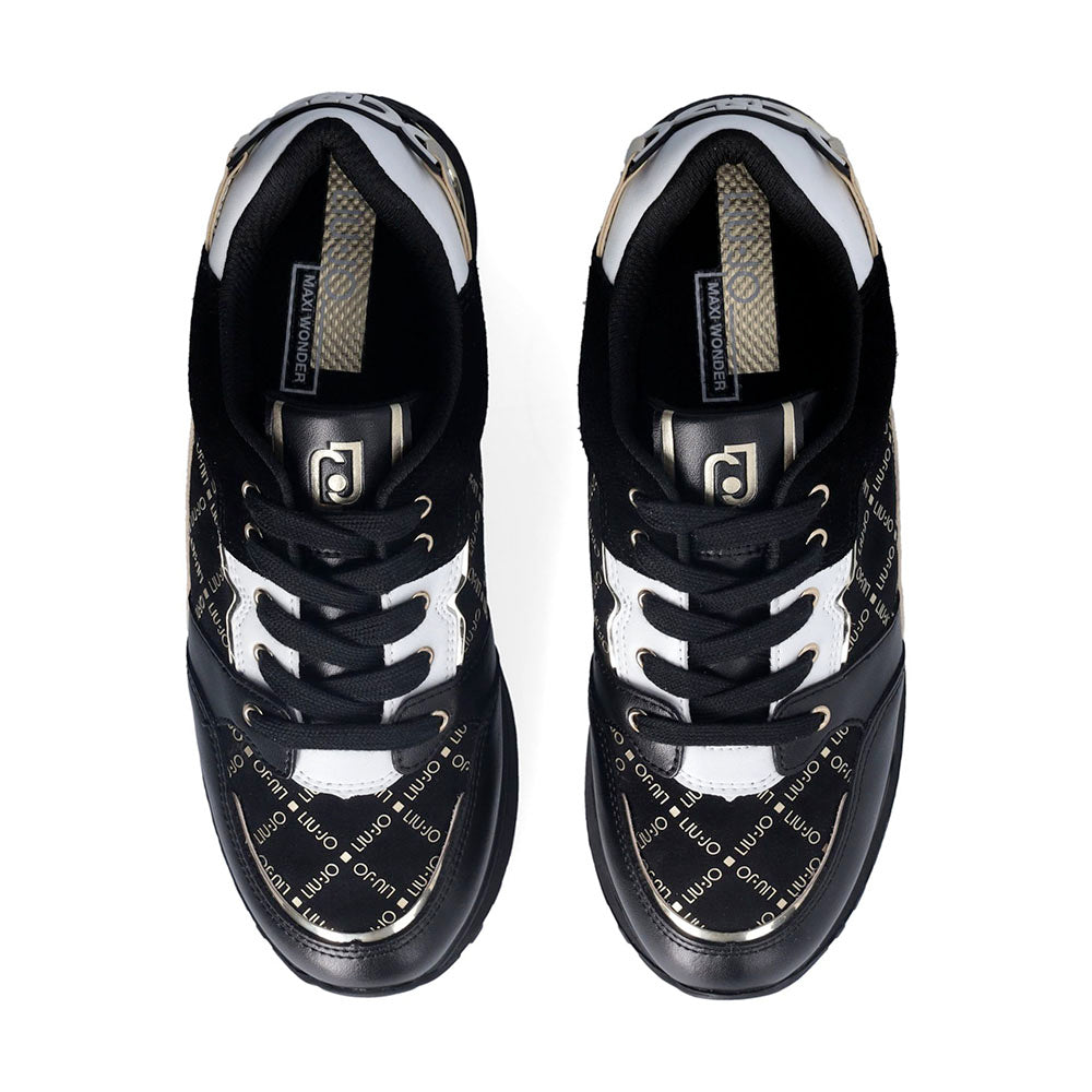 Sneakers Platform Donna LIU JO Maxi Wonder 91 in Pelle e Suede Nero