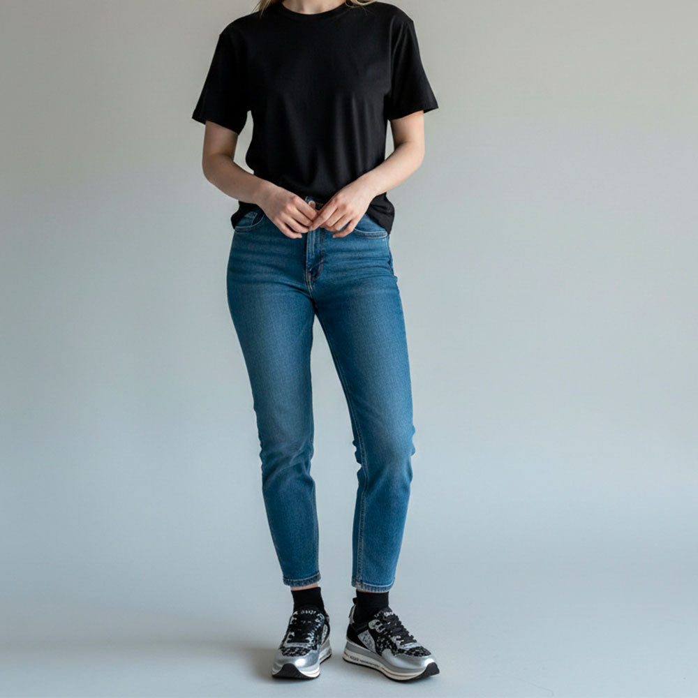 Sneakers Platform Donna LIU JO Maxi Wonder 01 in Pelle Suede e Inserti Glitter Animalier Silver Black