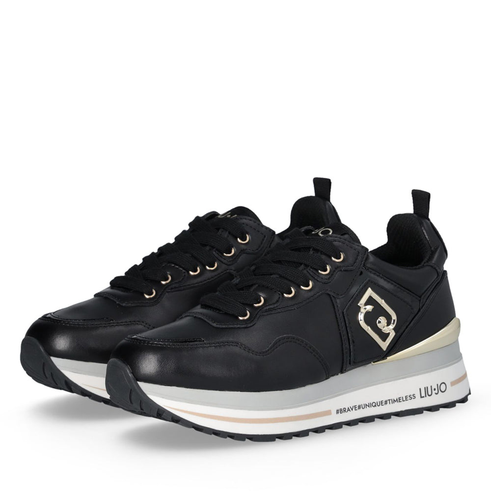 Sneakers Platform Donna LIU JO Maxi Wonder 01 in Pelle Nera