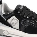 Sneakers Platform Donna LIU JO Maxi Wonder 01 in Suede e Paillettes Nero