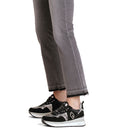 Sneakers Platform Donna LIU JO Maxi Wonder 01 in Suede Nero e Inserti Laminati Silver